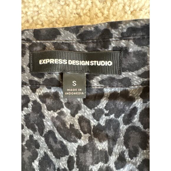 Express Y2K Leopard Cotton Wrap Belted Top S - Picture 3 of 6